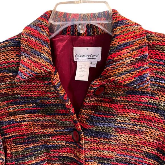 Coldwater Creek Woven Sweater Jacket Petite Small PS Multicolor Chenille Yarn - Picture 2 of 12